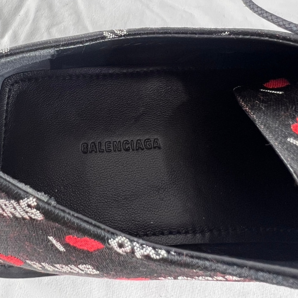 BALENCIAGA I Love Paris Men's Black Canvas Laces Up Marked as 42 9US - Picture 3 of 14